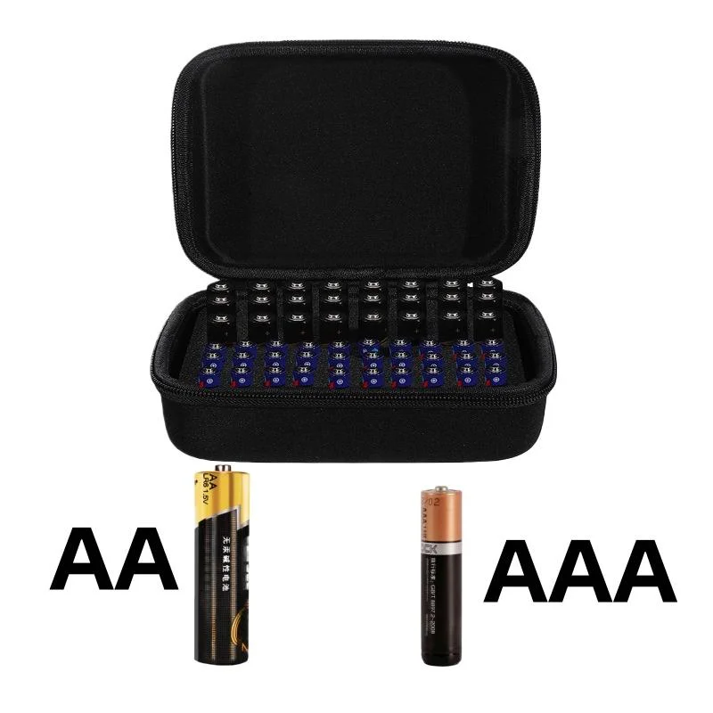1Pcs Compact Battery Organizer, Portable EVA Carrying Case, Accommodates 54 AA/AAA Batteries