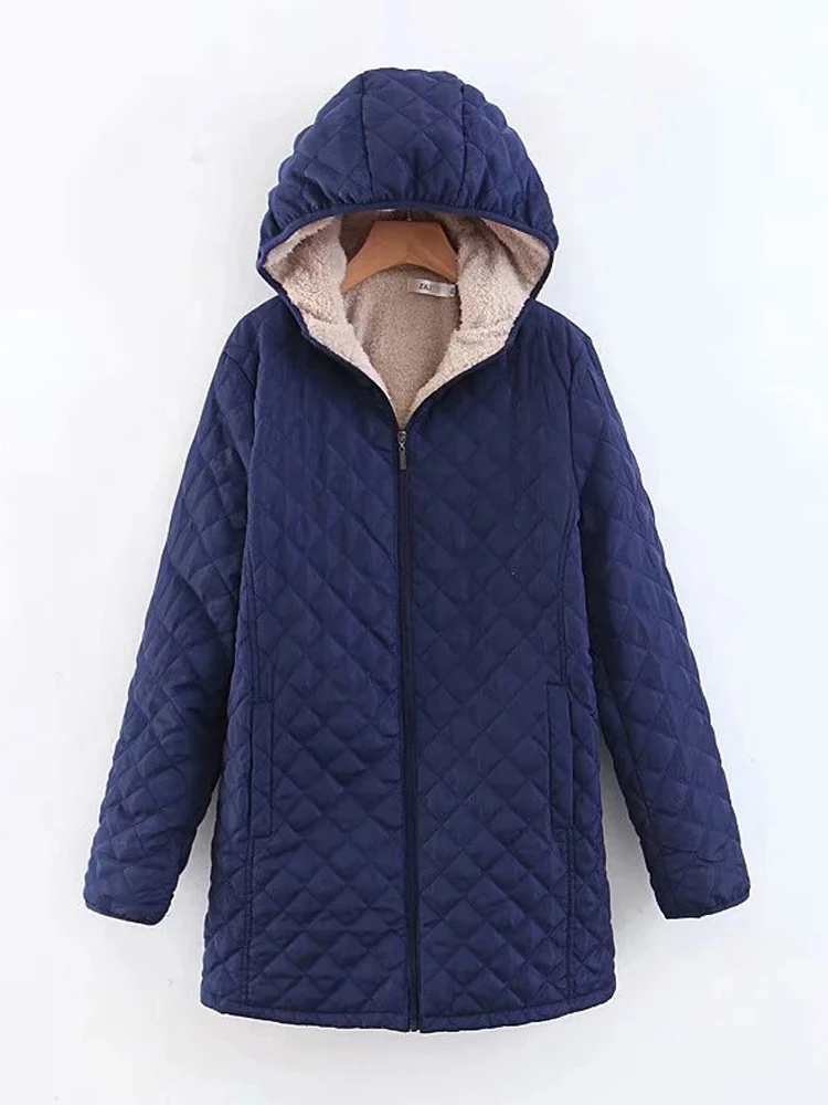 Women Winter Clothes Hooded Ladies Quilted Coats Elegant Fashion Cotton Padded Long Parkas Thick Warm Velvet Jackets Outerwear