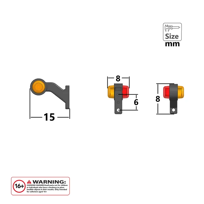 1:14 스케일 2개 LED 3V 폭 표시등 사이드 라이트 타미야 RC 트럭 SCANIA 770S R620 VOLVO BENZ Arocs MAN TGX 차량용