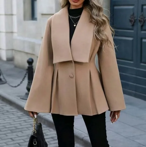 

2025 New Autumn Winter Temperament Waist Tying Short Wool Coat Women Versatile Slimming Camel Black Fashion Jacket