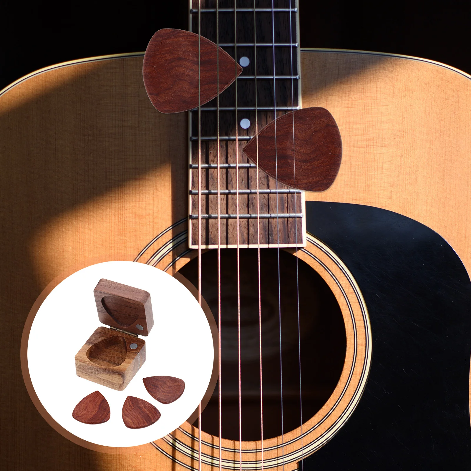 

1Set Wood Guitar Picks Professional Design Natural Wooden Accessories Stringed Instrument Parts Gift Guitar Picks