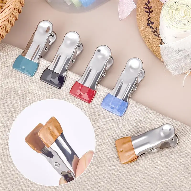 5Pcs Stainless Steel Clips Multipurpose Sealing Clip For Household Windproof Clothes Peg School Office File Fixed Handwork Tools