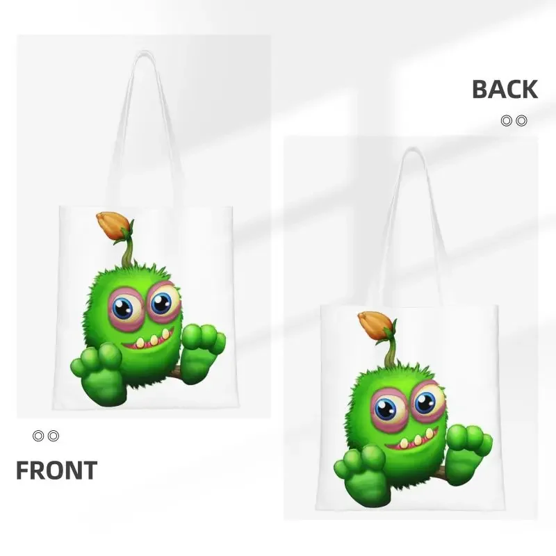 Funny My Singing Monsters Shopping Tote Bags Reusable Electronic Games Canvas Groceries Shoulder Shopper Bag