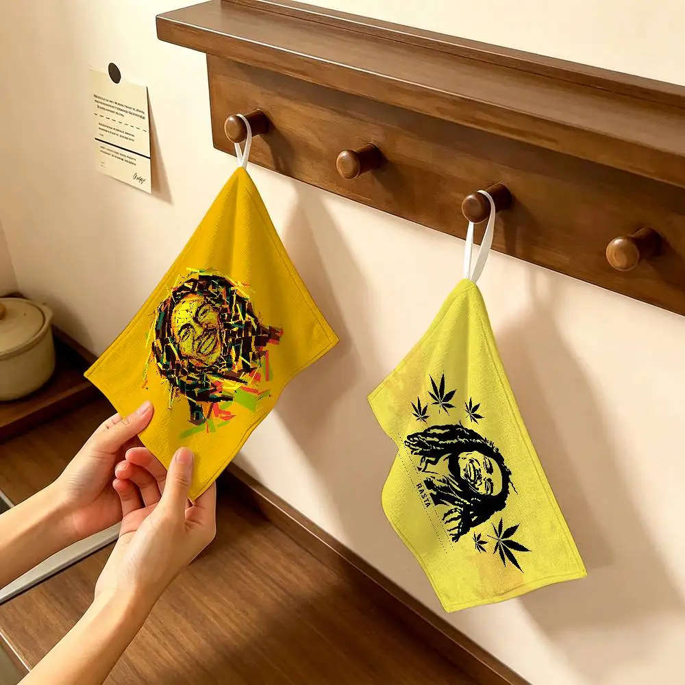 B-Bob Marley Polyester Cotton Hand Wiping Towel, Hanging Towel, Quick Dry for Kitchen Bathroom Daily Supplies