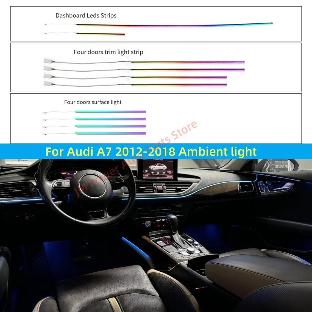 64 colors Ambient Light For Audi A6/A7 2012-2018 Automotive interior lighting upgrade Car accessories Atmosphere lamp footlights