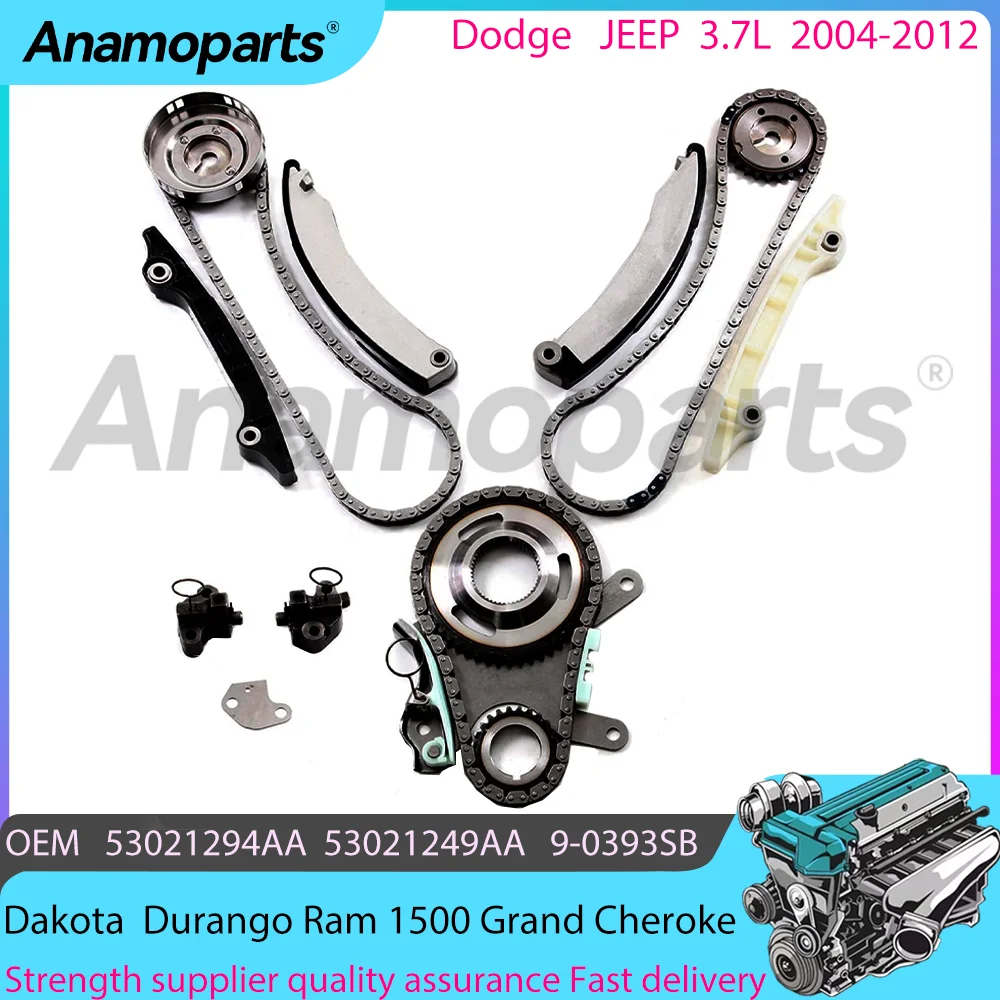 

Engine Timing chain kit Fit jeep 3.7 GAS for Dodge Ram 1500 Dakota Durango Jeep Commander Mitsubishi Raider 3.7L 9-0393SB 04-12