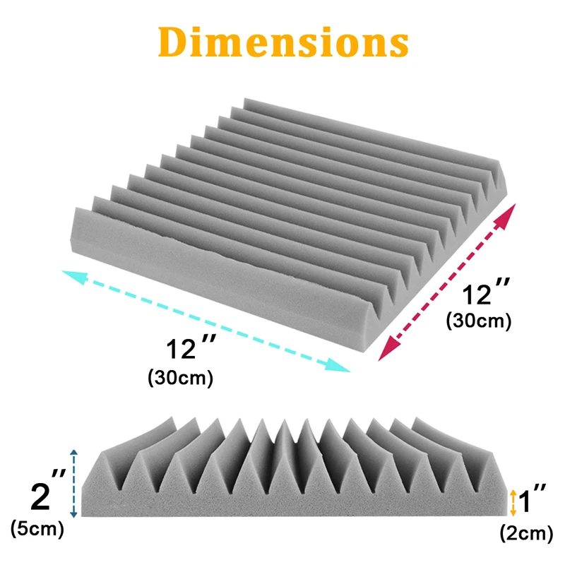 Insulation Sound-Absorbing Foam 6/12/24 Pcs, Studio Soundproof Foam Panel Ceiling, Wall Noise Canceling Sound-Absorbing Material