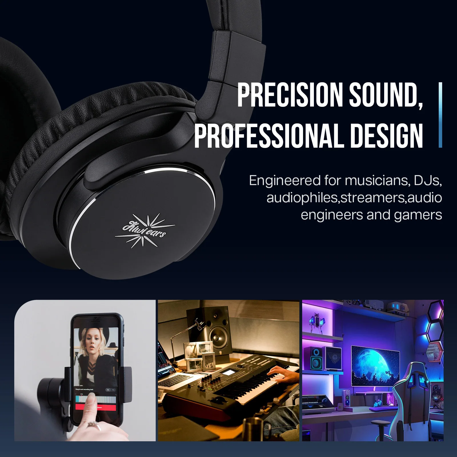 Kiwi Ears Division Dynamic Driver Monitor/DJ Headphones Wired Headphones with Professional Tonal Balance