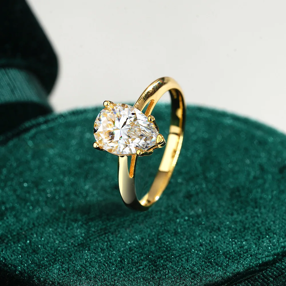 

Роскошное кольцо с каплями воды для женщин в форме груши, 18-каратное золото, 2 карата, бриллианты, кольца с муассанитом, наборы обручальных колец для женщин, ювелирные изделия