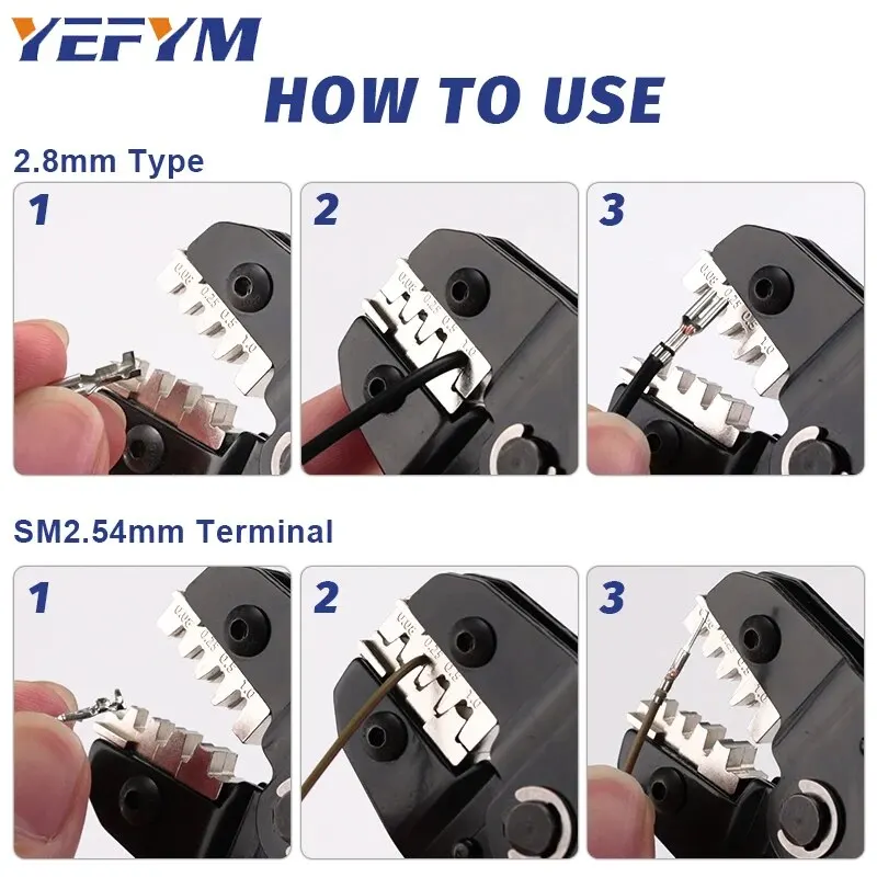 Ratcheting Crimping Tool Set 7 Jaws For Open Barrel,Insulated/Non-Insulated Ferrules, Butt,Solar,Coax Connectors,SN-2549S