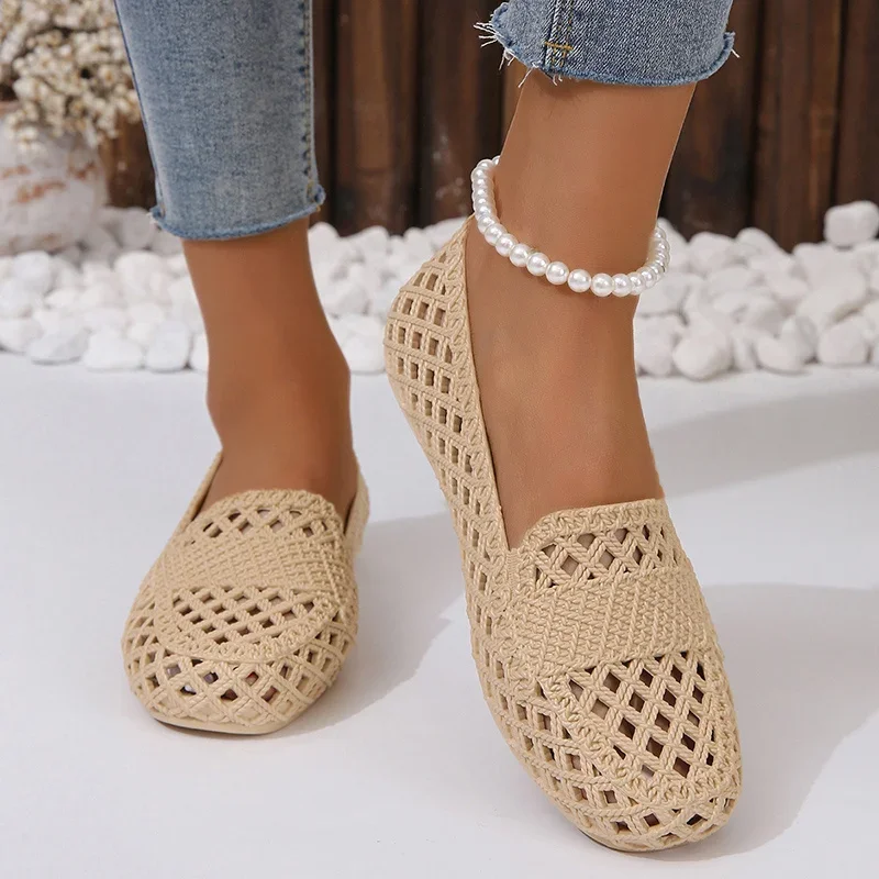 Sandalias antideslizantes de suela plana para mujer, calzado informal cómodo y a la moda, novedad de verano, 2024