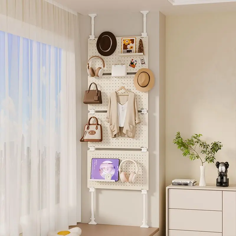 No Drill Bay Window Storage Rack Adjustable Tension Mounted Pegboard Shelf Modular Organizer Carbon Steel Home Furniture