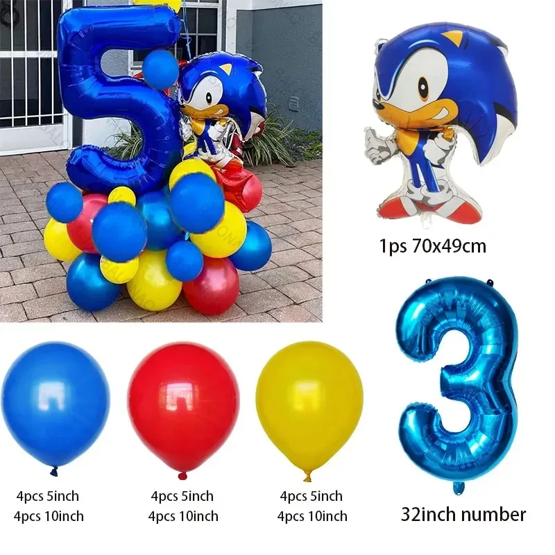 26pcs Blue Hedgehog Balloons Cartoon Soniks Balls Baby Shower Kids Favors Birthday Party Decorations Kids Baby Shower Supplies