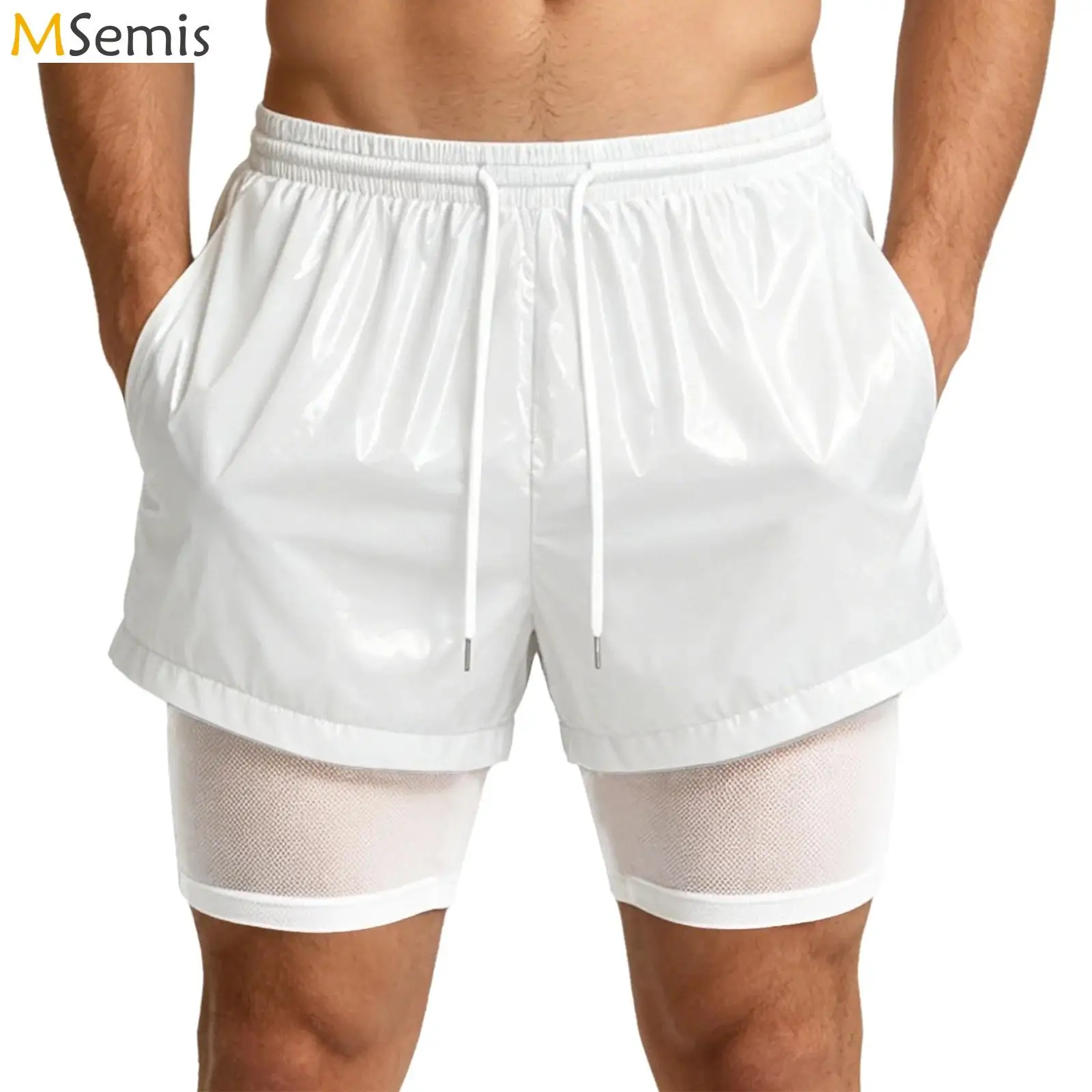 

2-in-1 Men's Swim Shorts with Compression Liner Swimwear Swimming Trunk Quick Dry Beach Shorts with Pockets for Water Sports