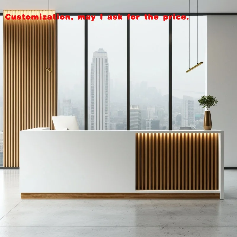 

custom.WESOME Available Customized Office Furniture 2 Person Modern Wooden Hotel Company Office Front Counter Reception Counter