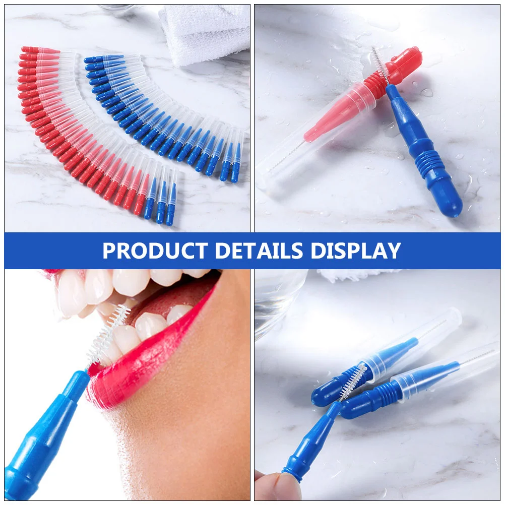 50 Pcs Interdental Brush Oral Toothpicks Hygiene Plastic Floss Premium Durable Detergent