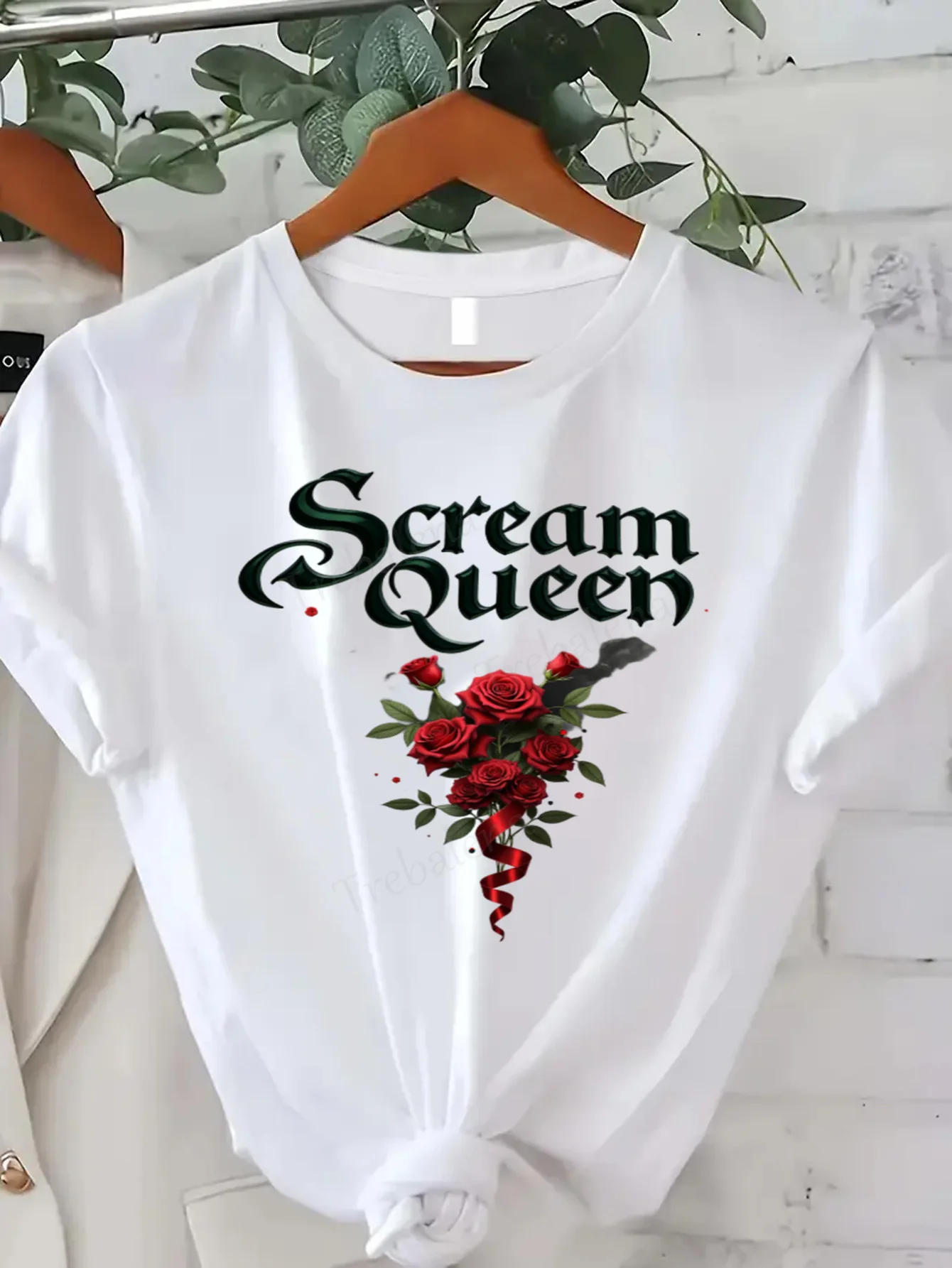 

Футболка с круглым вырезом Scream Queen, готическая розовая футболка, женский повседневный топ больших размеров, футболка с короткими рукавами, модный повседневный топ