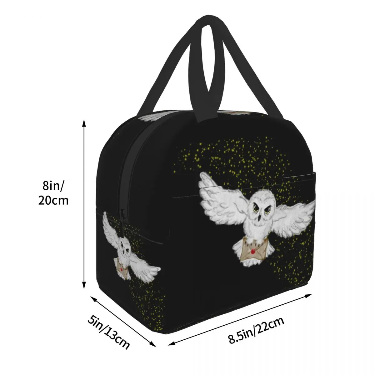 Halloween Owl Flight Thermal Insulated Lunch Bag Women Witch Magic Portable Lunch Tote for Work School Travel Storage Food Box