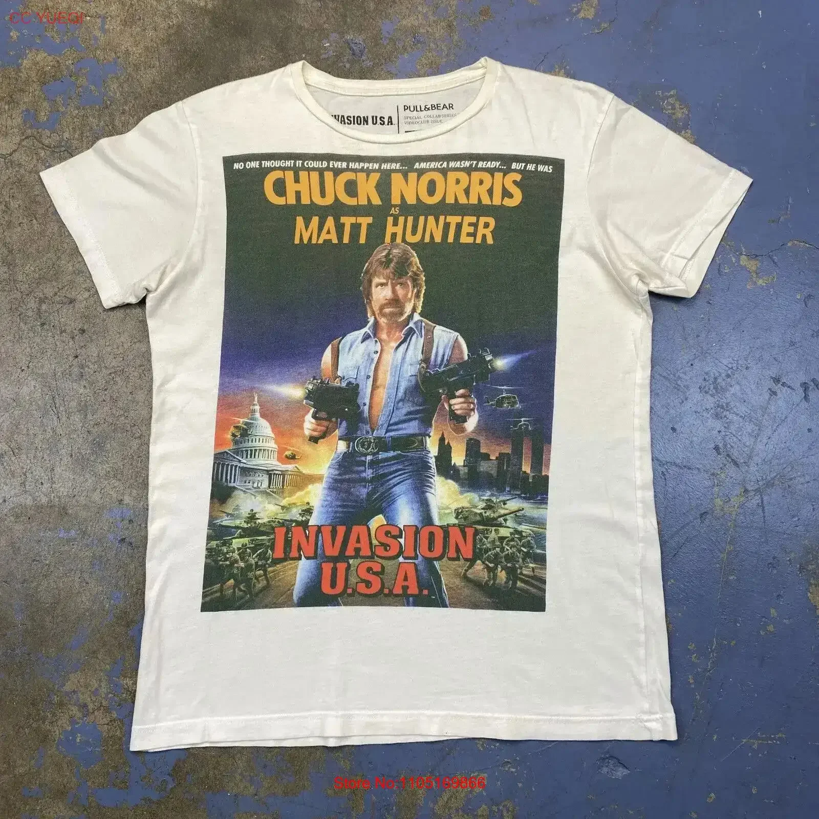 Invasão u s a 1985 cartaz do filme t camisa masculina grande chuck norris ação herói vintage lavado macio streetwear homme casual