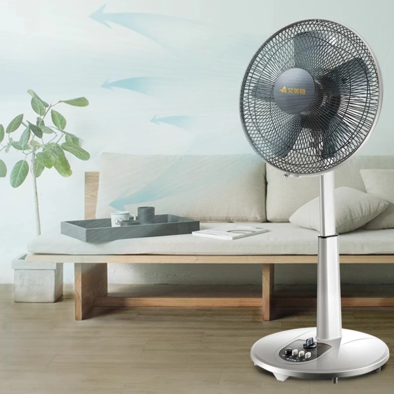 

5-Blade Quiet Desk Fan with Lift Base Easy-Dismantle Grille Timer Function Anti-Tip Household Oscillating Electric Fan