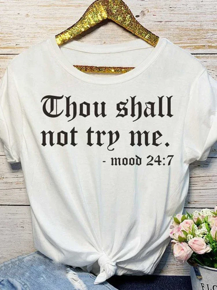 Nie spróbujesz mnie list drukuj T Shirt kobiety z krótkim rękawem O szyi luźna koszulka damska damska letnia koszulka koszula topy ubrania — zdjęcie 4