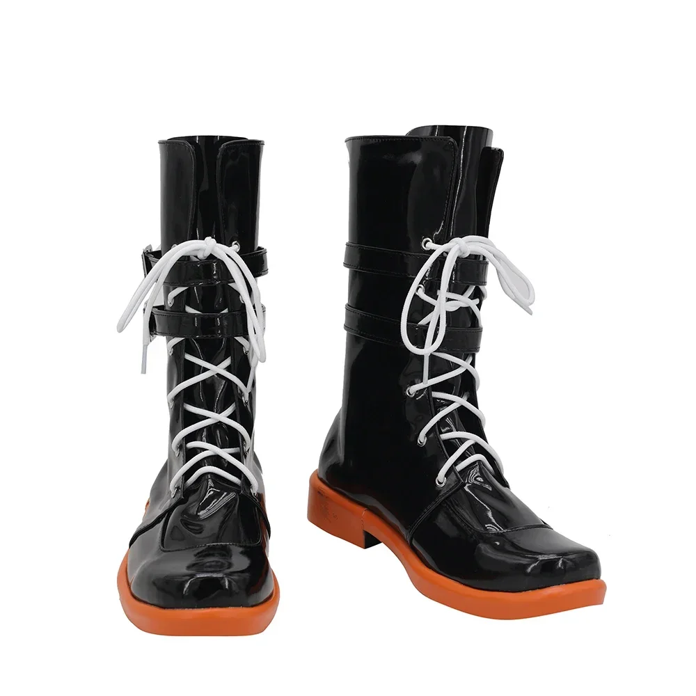 Stivali cosplay Flamebringer Arknights Scarpe in pelle nera realizzate su misura per unisex