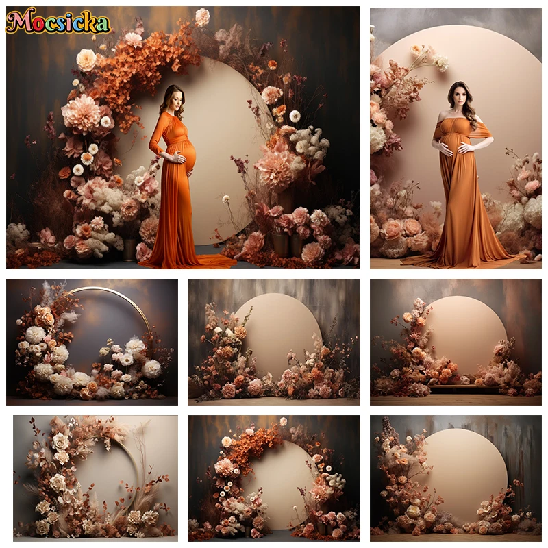 

Mocsicka Party Decor Photography Banner Background Floral Round Backdrop Adult Maternity Portrait Studio Photo Studio Props