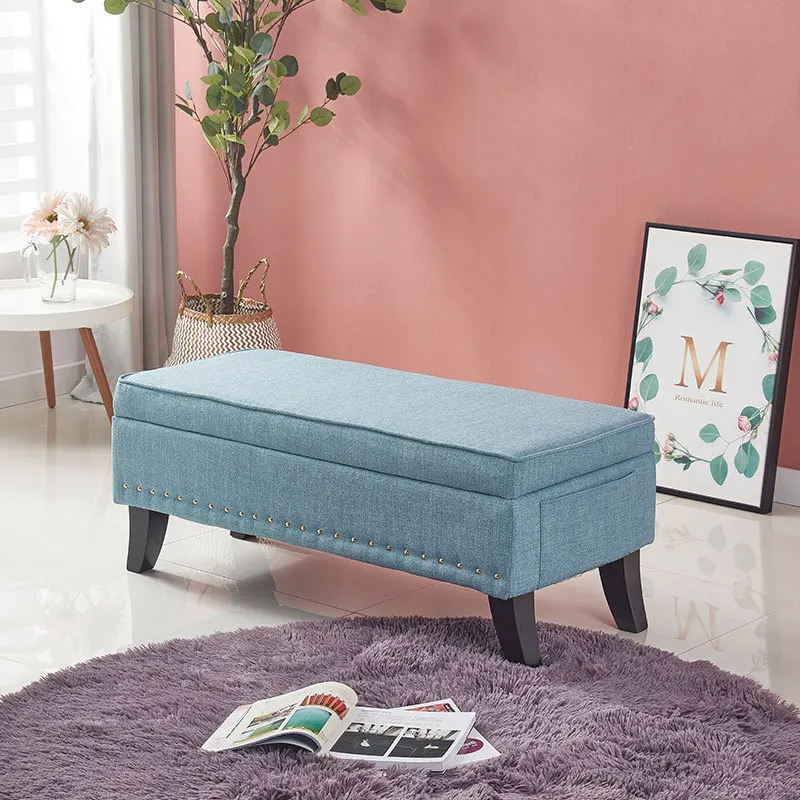 Shopping mall shoe store storage fabric sofa stool bench stool linen cotton storage thickened foldable shoe changing stool