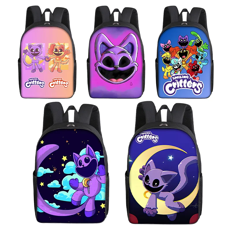 Smiling Crittersed Catnap Kids Backpack Anime Cartoon Printing Boys Teenage School Bag Childern Vogue Cute Storage Knapsack Gift