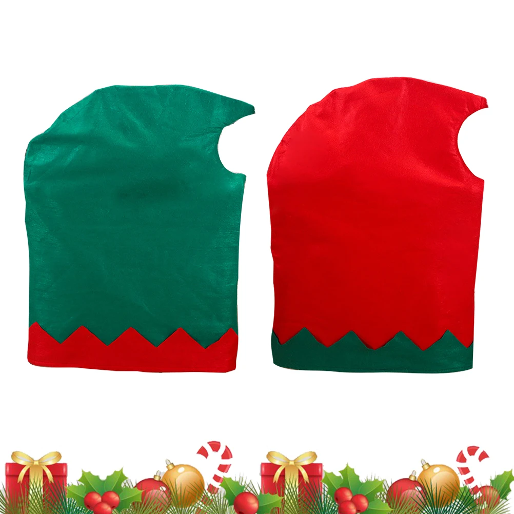 

2 Pcs Chair Cover Seat Back Slipcover Christmas Decorate Dining Non-woven Fabric