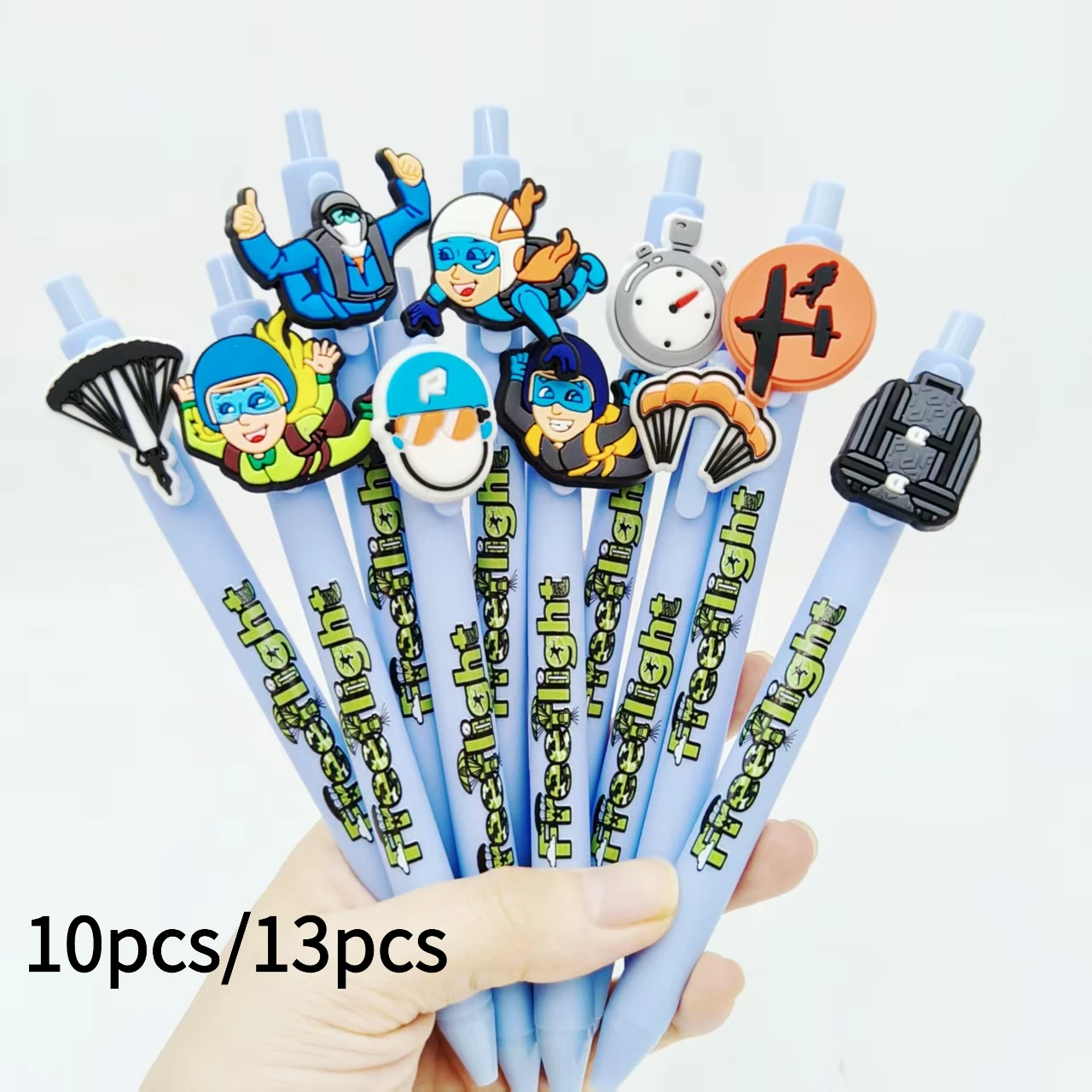 

10pcs/13pcs skydiving theme patch ballpoint pen sky blue series printed pattern gel pen