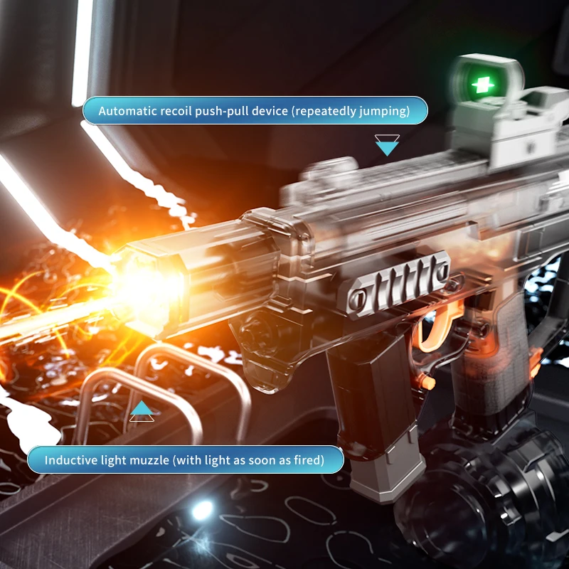 Simulação tiro chamas pistola de água elétrica brinquedos crianças led alta velocidade automática contínua pistola blaster água verão brinquedo ao ar livre