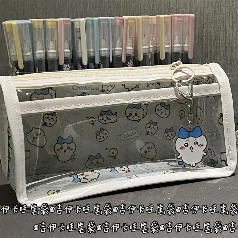 New school season Chiikawa cute transparent double-layer pencil case student large capacity stationery storage pencil case 2026