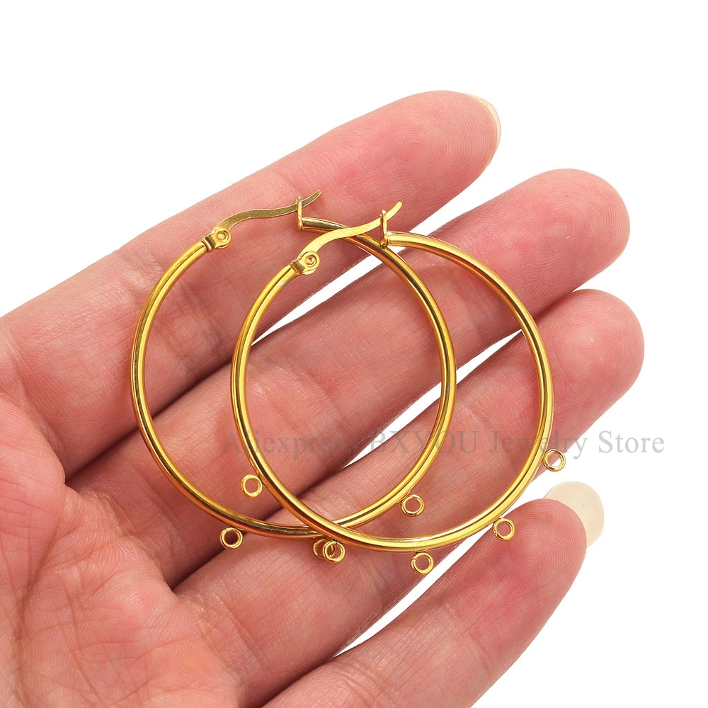 10pcs /lot Gold Plated Stainless Steel Large Ear Ring Earrings for Jewelry Making  Connectors Earring Base Jewellery Materials