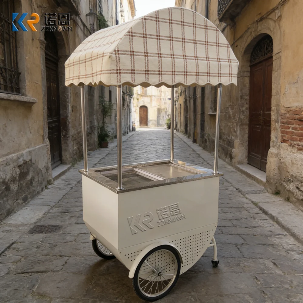 

Hot Sale Ice Cream Cart Luxury Dessert Kiosk Snack Beverage Coffee Portable Street Dessert Push Cart For Summer Festival