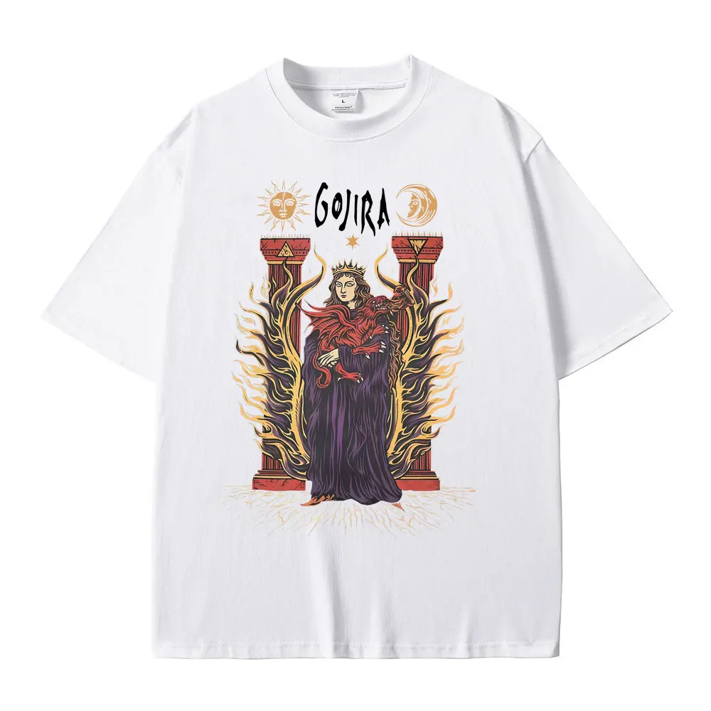 المعادن روك باند Gojira Merch تي شيرت الصهارة تي شيرت الثروة تي شيرت الرجال النساء موضة المتضخم التي شيرت القطن خمر تي شيرت #5