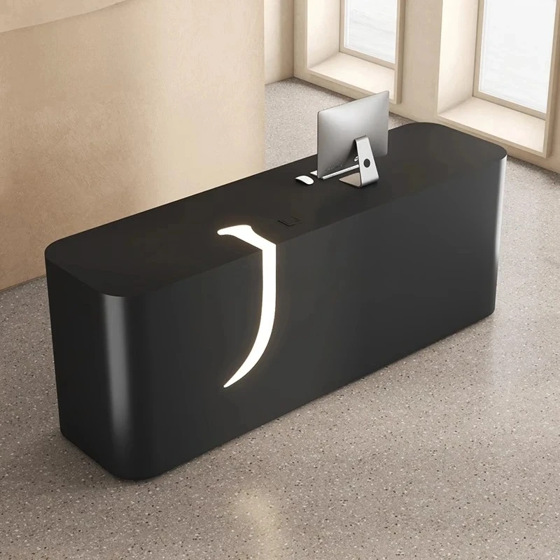 

SGF company reception desk store checkout page cabinet black light luxury