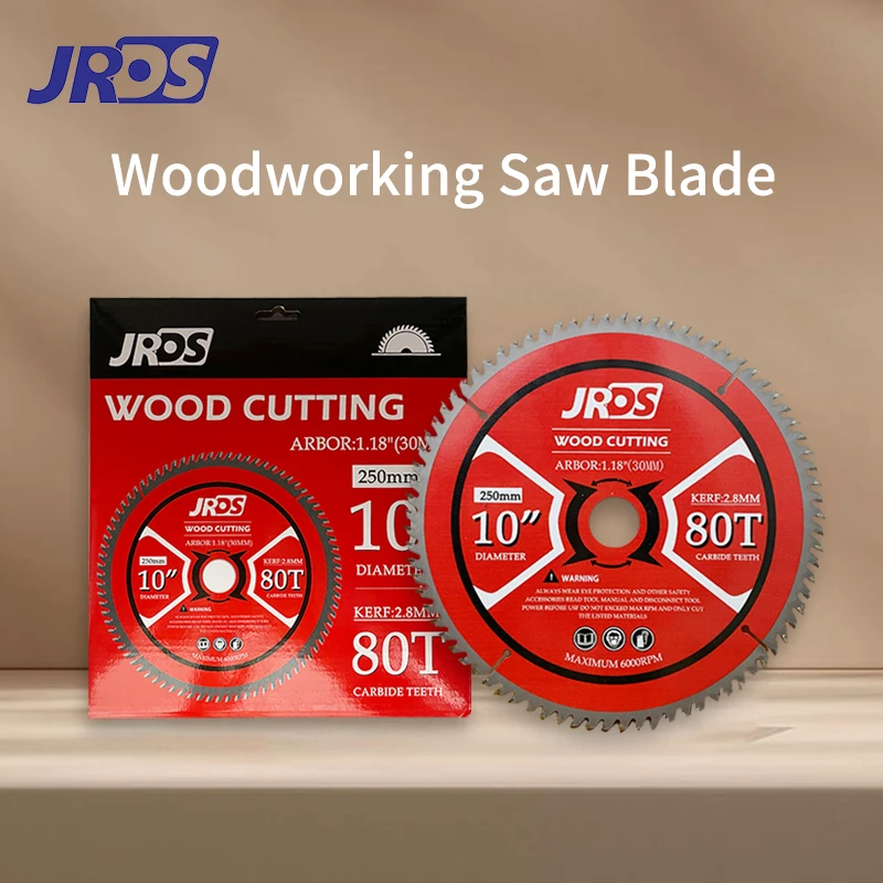 JRDS 목공용 TCT 원형 톱날 디스크 250mm 직경 25.4/30mm 내경 80T 목재 절단 공구