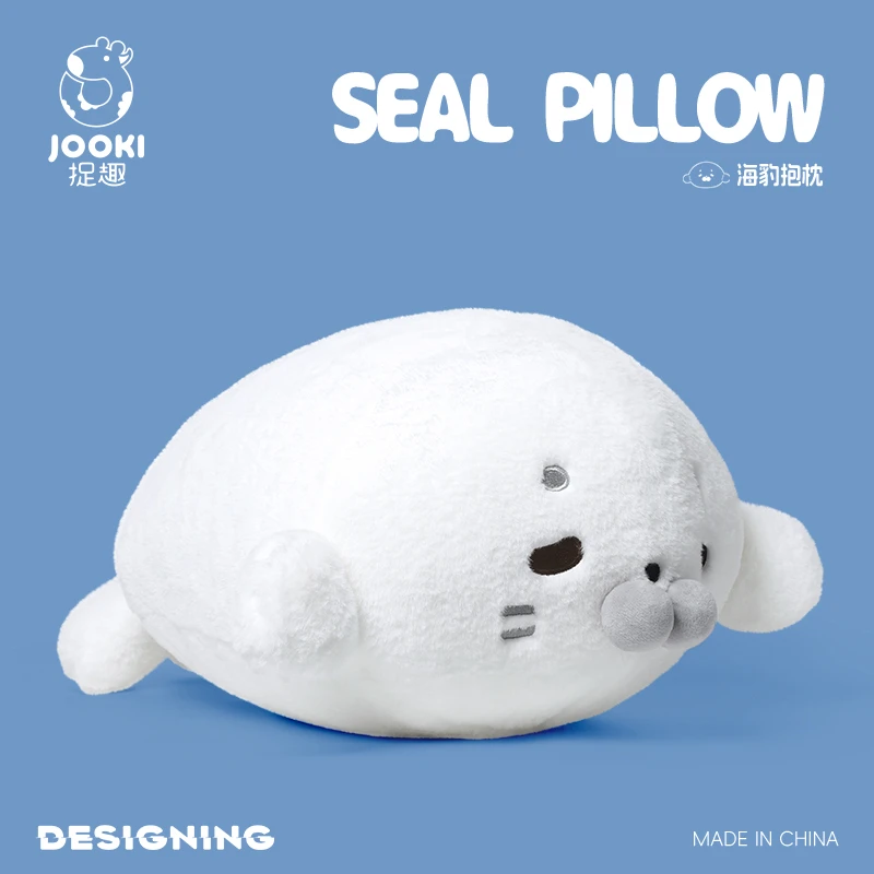 Baby Seal Plush Toy 40cm Soft Cuddly White Marine Animal Stuffed Gift Adorable Black Eyes Grey Snout Soothing Seal hug pillow