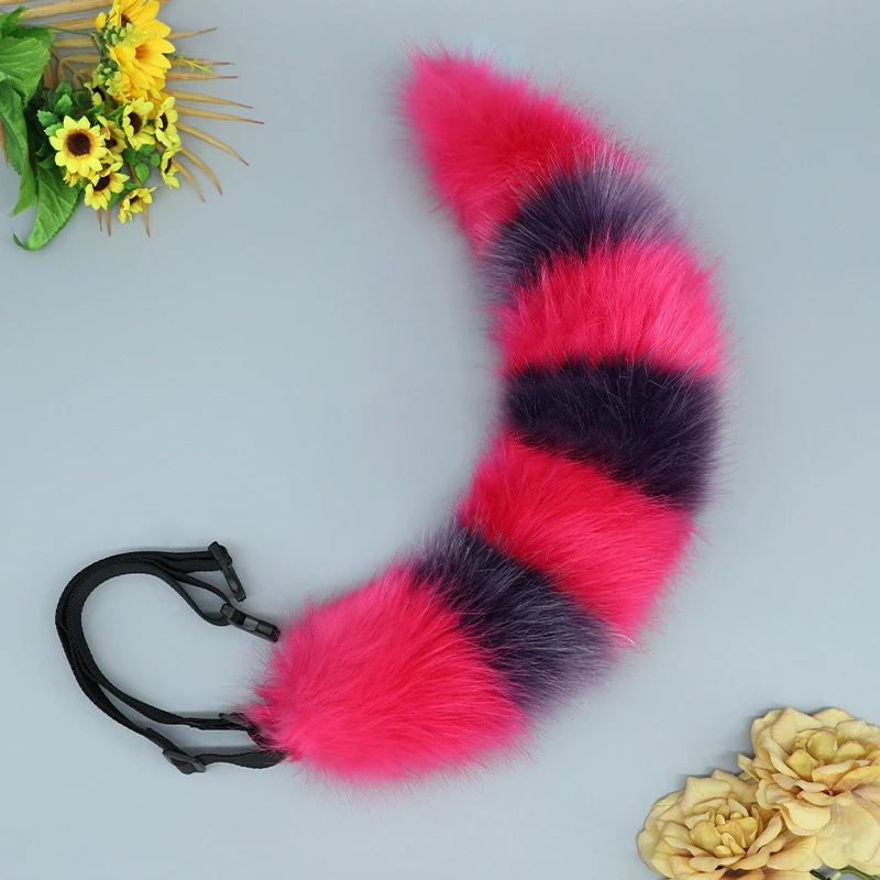 

Adjustable Belt Plush Animal Tail Cute Girl Wolf Tail Cosplay Accessories Role Play Party Props Furry Fluffy Striped Fox Tail