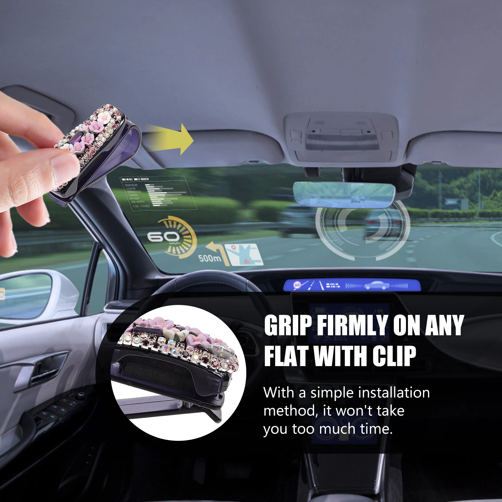 

Glasses Car Holder Sunglass Visor Clip Diamond Sunglasses Eyeglasses Accessory Baby
