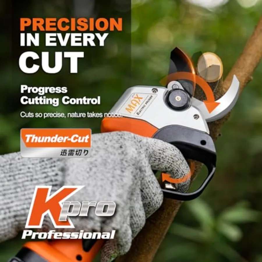 Cordless Electric Pruning Shears 35MM with 18V Brushless Motor for Professional Tree Trimming and Garden Maintenance Includes 2