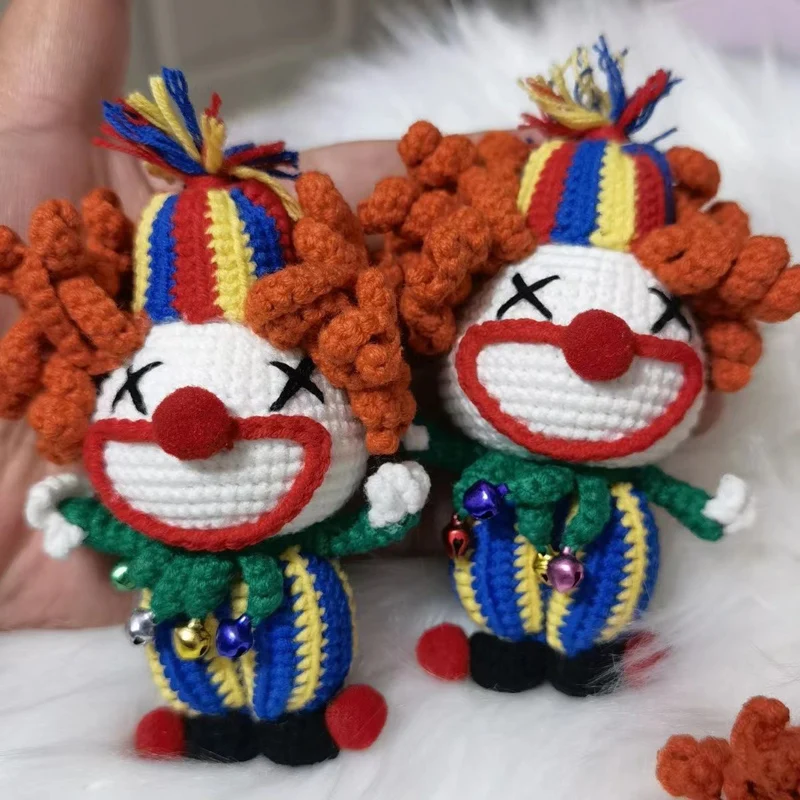 Finished Handmade Clown Crochet Knitting Joker Toy Wool Yarn Crochet Cartoon Doll For Kids Children Birthday Gift Wholesales