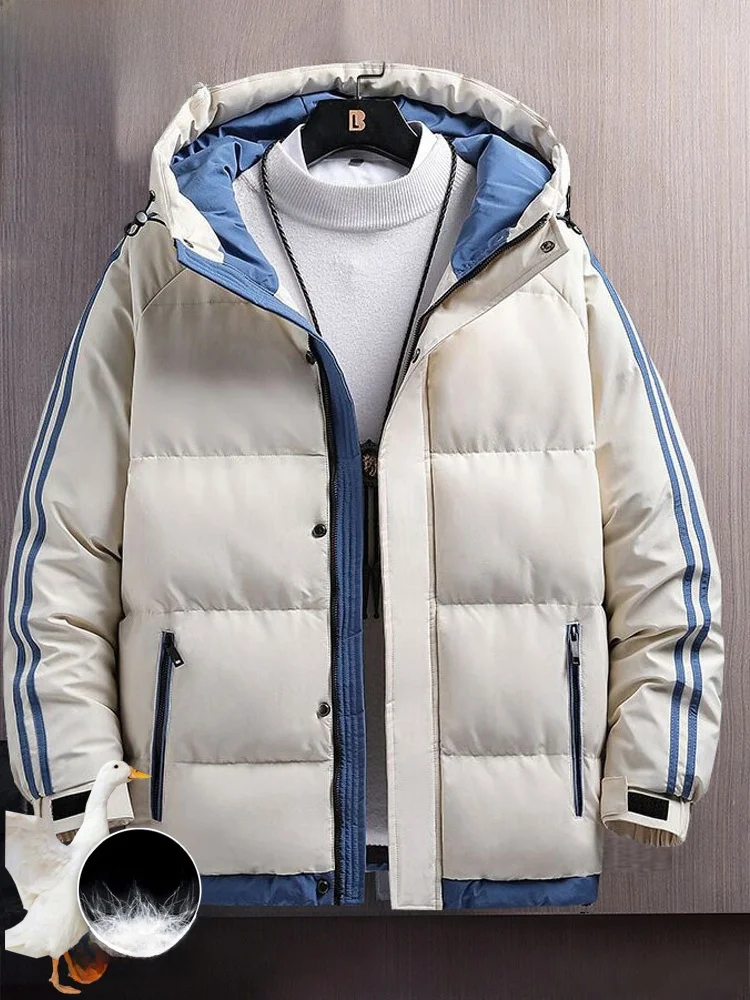 

Men's Winter Thiened Warm Cotton Jaet Hooded down Jaet Faion Urban Sle Long Sve Zipper Closure Polyester Fabric