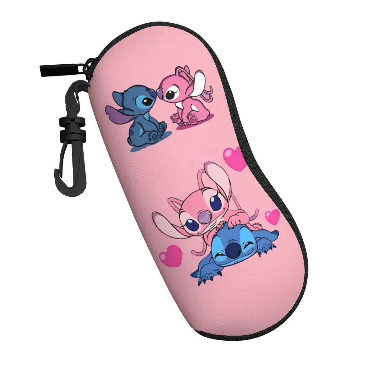 Kawaii Stitch And Angel Glasses Case Cartoon Comic Sunglasses Pouch For Men Women Eyewear Bag Original Eyeglass Cases Cover