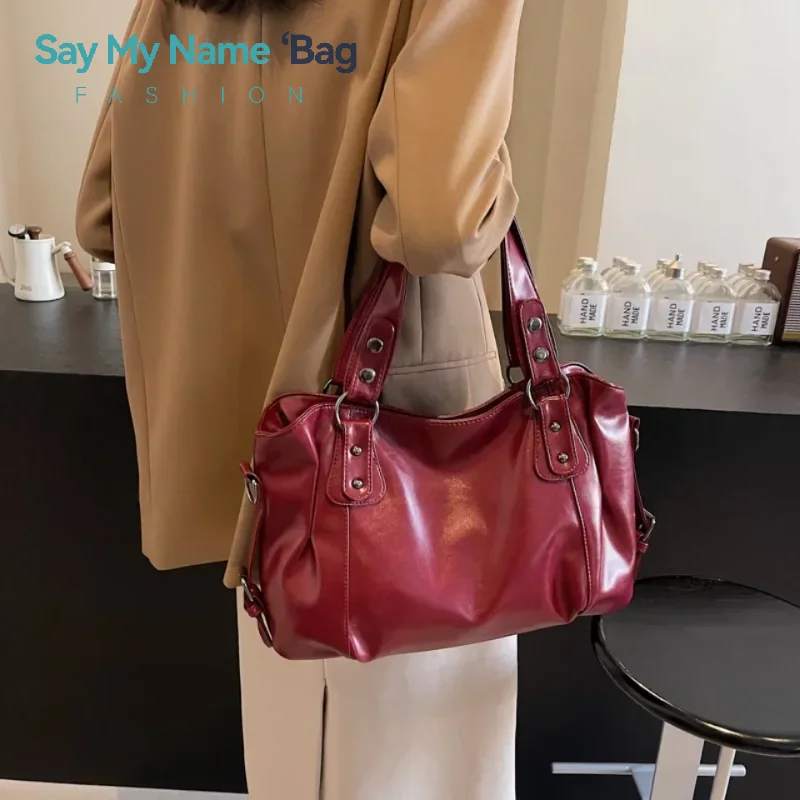 

Large Capacity Style Soft PU Leather Tote Bag Retro Shoulder Bag Female Luxury Solid Color Classic Crossbody Bag