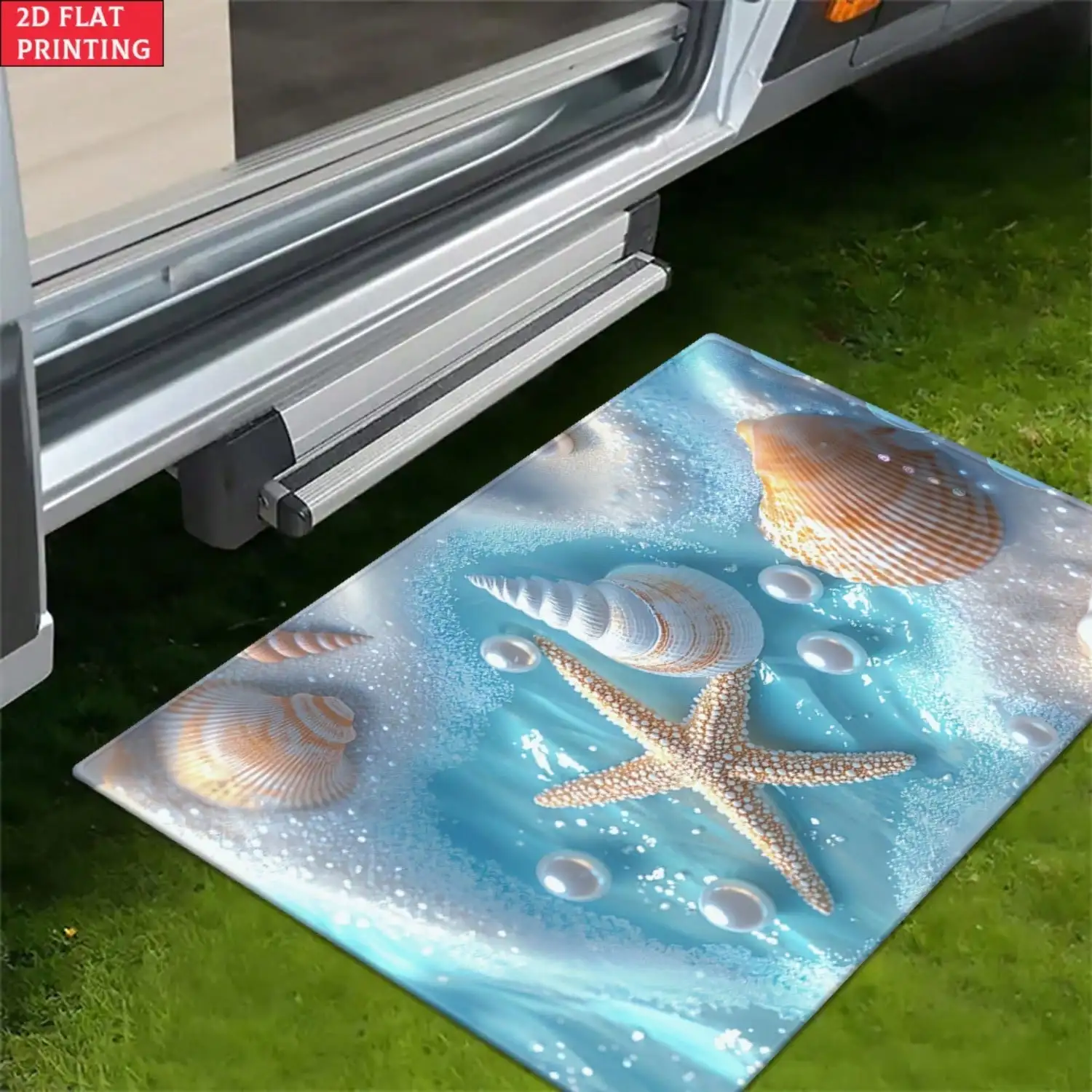 2D Flat, 2D Flat 1pc Sea View Door Mat, Outdoor Mat, Outdoor Rug, Bathroom Floor Mat, Microfiber Absorbent Machine Washable Rug For Bedroom, Living Room
