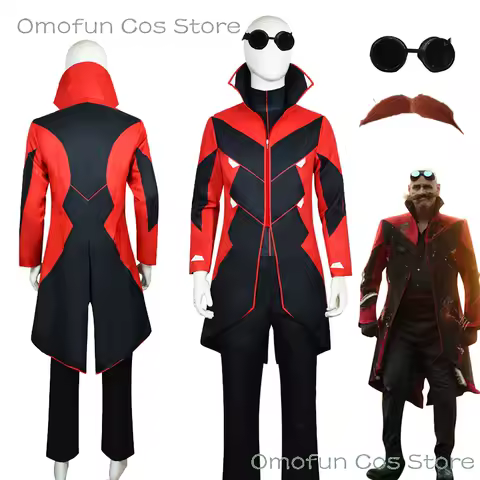 Sonic3 Anime Hedgehog 2 Dr Eggman Cosplay Jacket Glasses Trench Costume Men Ivo Robotnik Trench Uniform Party Mens Expo Clothes