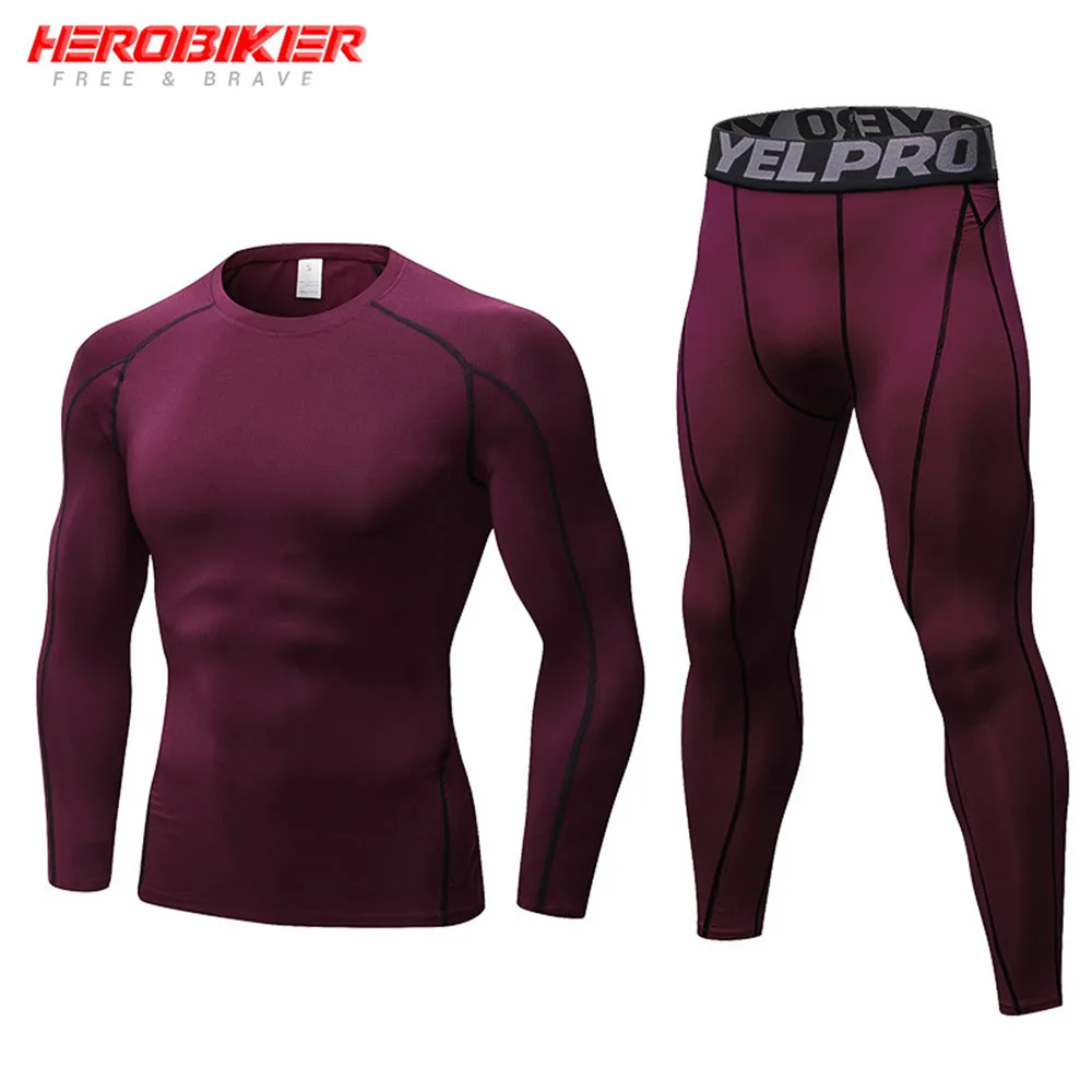 

Men's Underwear Suits Motorcycle Base Layers Tight Long Johns Tops & Pants Set Gym Fitness Running Compression Sportwears