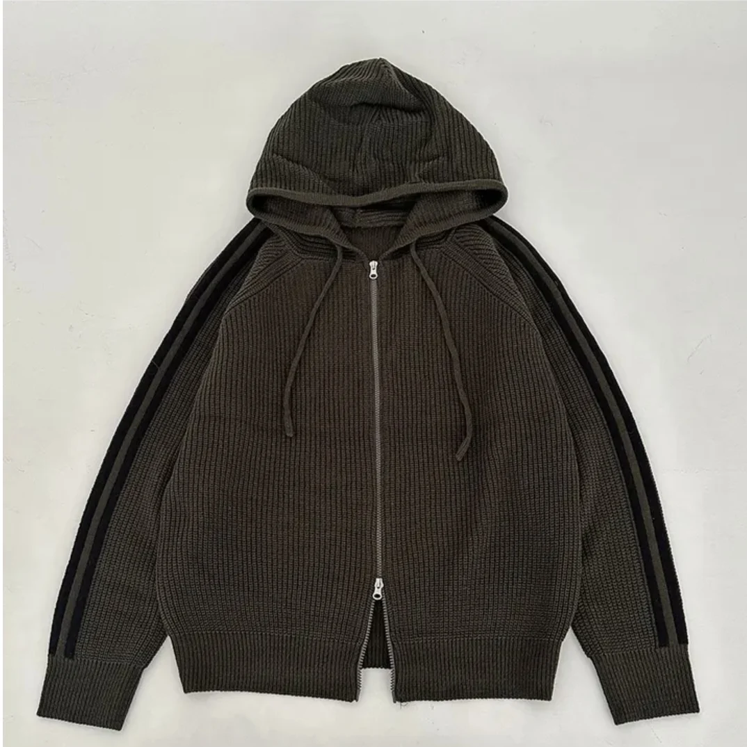 Chic autunno inverno lungo Sve Dstring maglione da donna allentato con cappuccio pendolari Sle versione coreana top lavorato a maglia taglio dritto